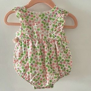 Cynthia Rowley Pink and Green Garden Print Bubble Romper